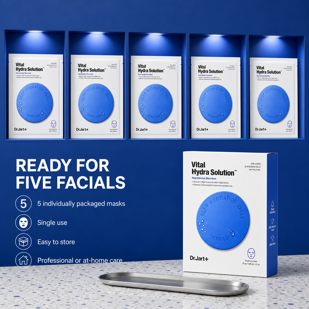 Dr.Jart+ Hydra Solution Mask 5ct – 24H Lock, Soothes Seasonal Dryness