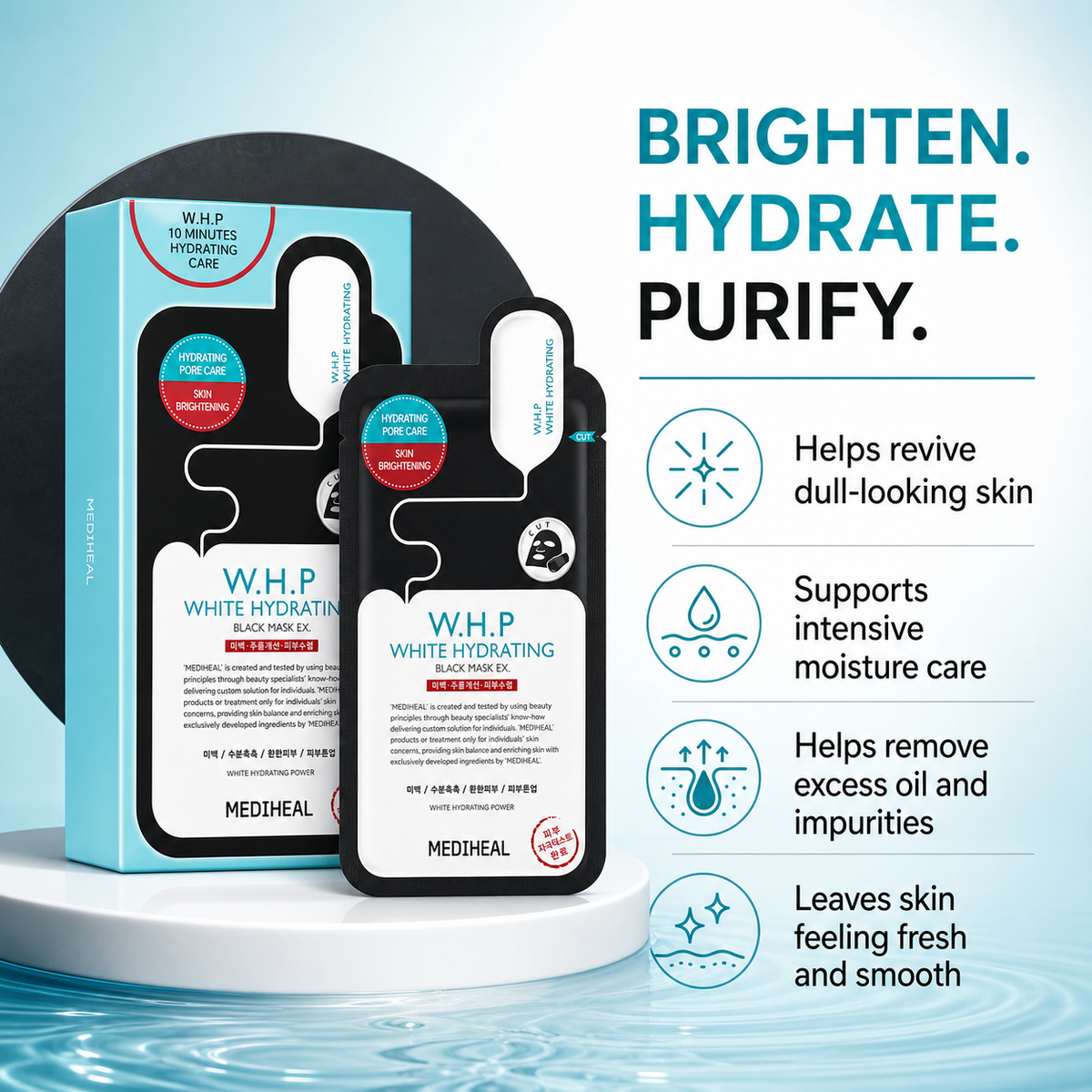 Mediheal W.H.P White Hydrating Black Sheet Mask — 1 Sheet