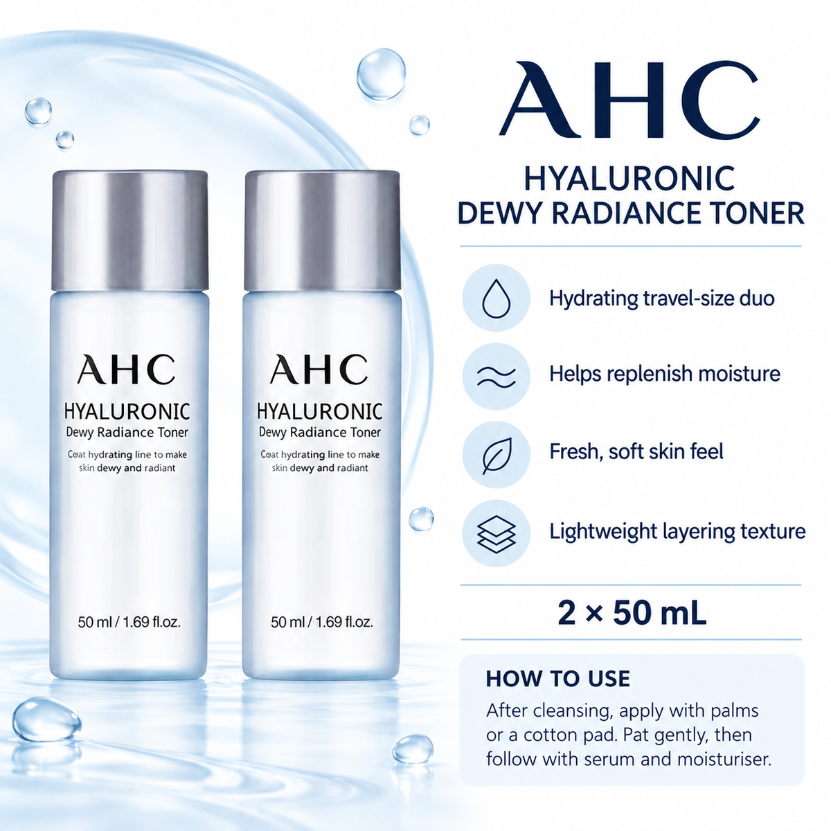 AHC Hydrating Facial Toner Travel Size 50ml x 2