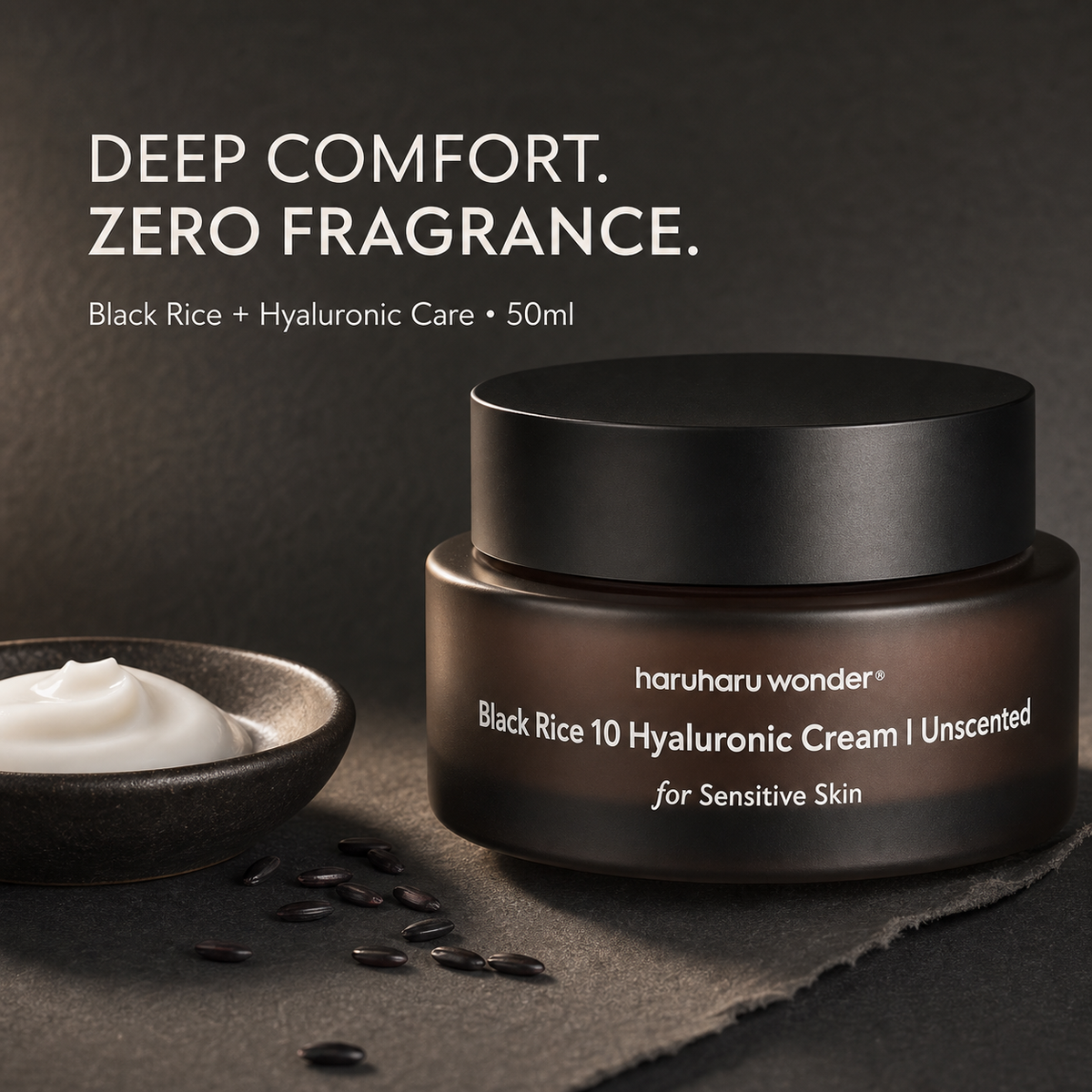 Haruharu Wonder Hyaluronic Cream Unscented 50ml, black rice firming care
