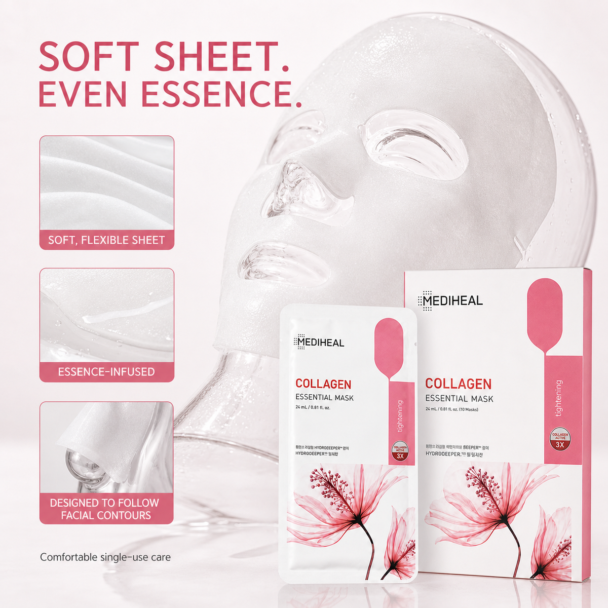 Mediheal Collagen Mask 10pc Set – Plumps, Lifts & Restores Firmness