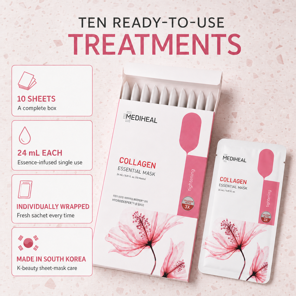 Mediheal Collagen Mask 10pc Set – Plumps, Lifts & Restores Firmness