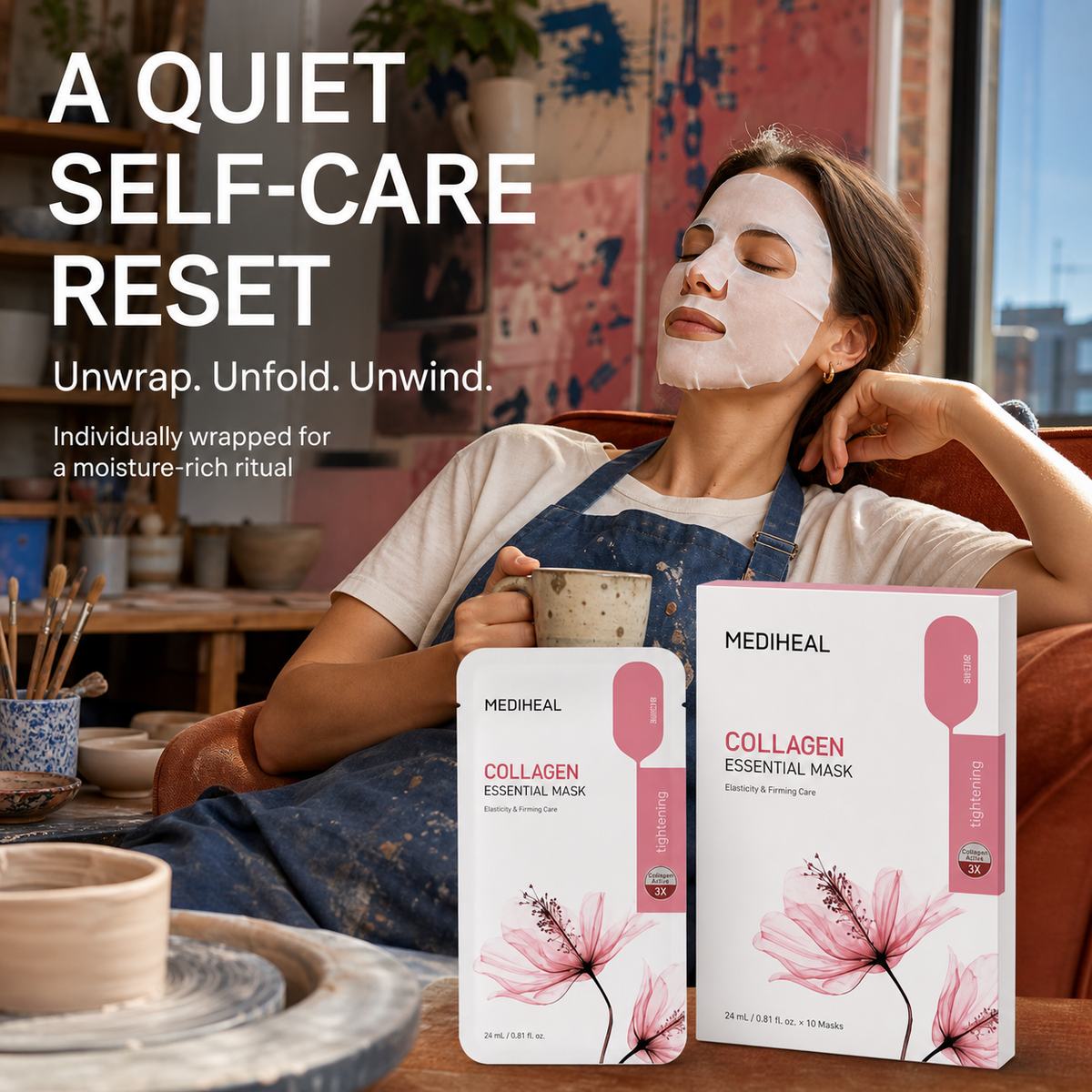 Mediheal Collagen Mask 10pc Set – Plumps, Lifts & Restores Firmness