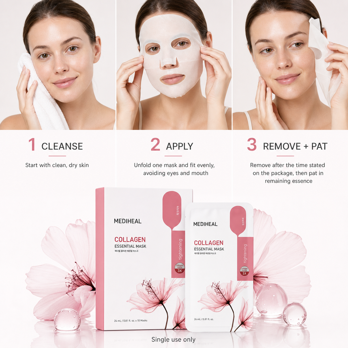 Mediheal Collagen Mask 10pc Set – Plumps, Lifts & Restores Firmness