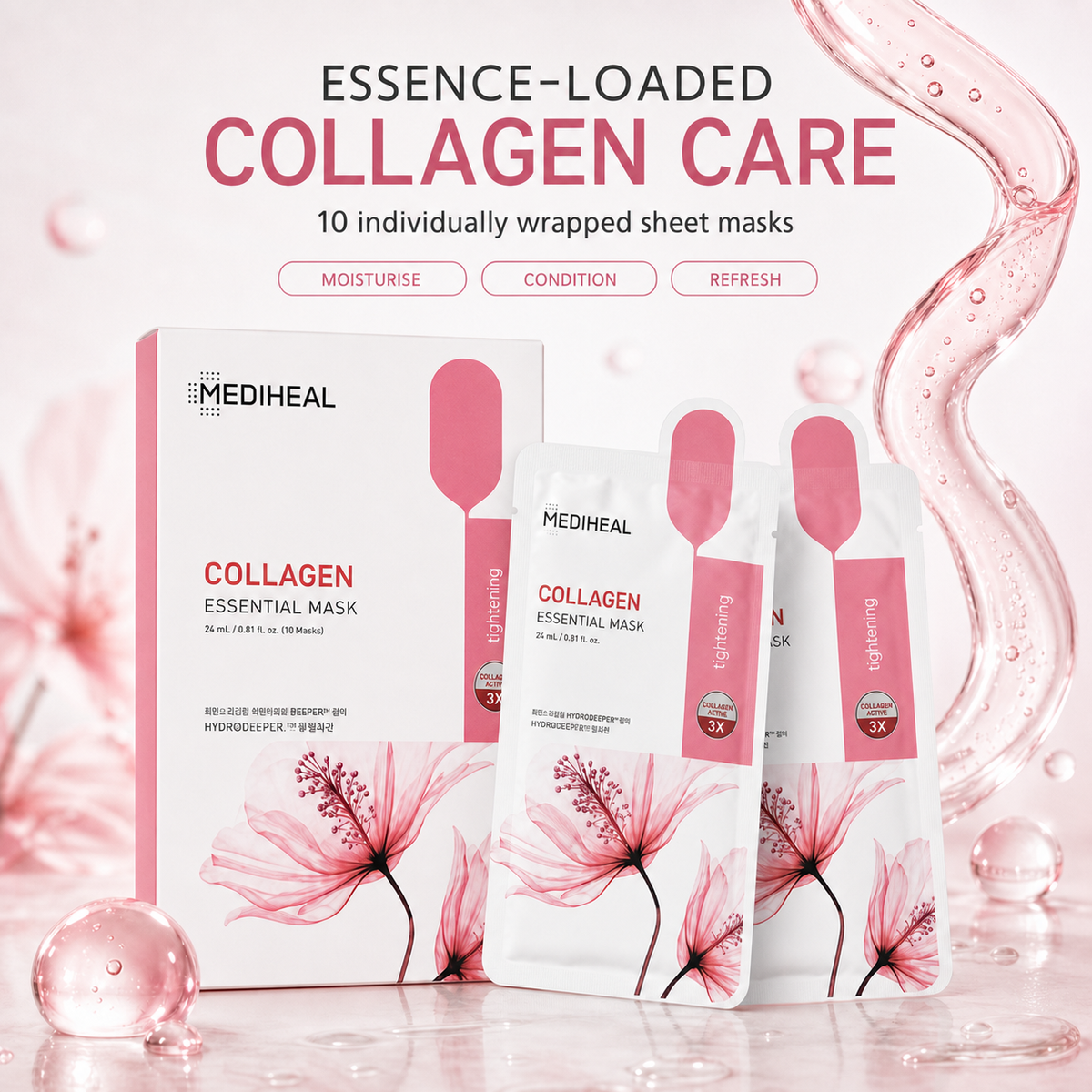 Mediheal Collagen Mask 10pc Set – Plumps, Lifts & Restores Firmness