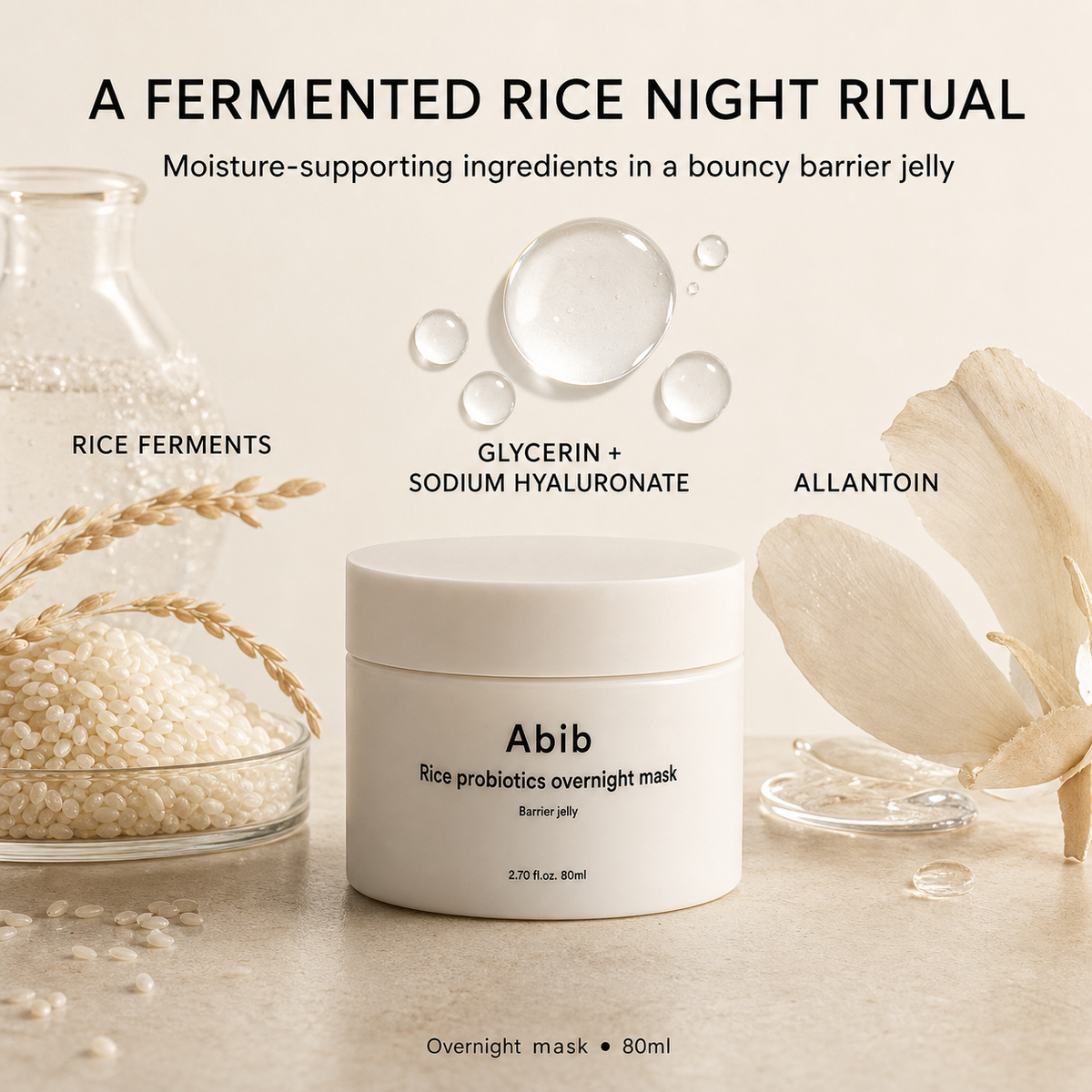 Abib Rice Probiotics Overnight Mask 80ml – Strengthens, Repairs & Revives Dull