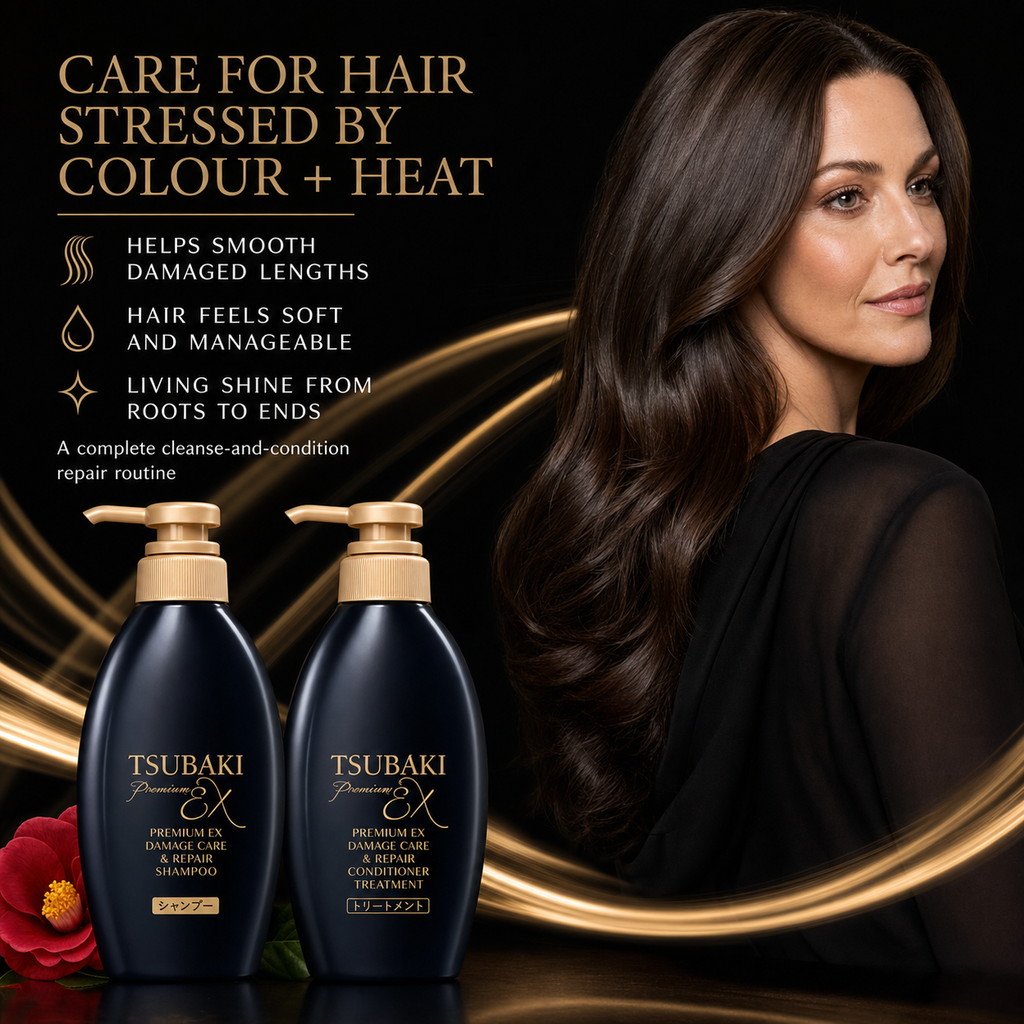 TSUBAKI EX Repair Set 400ml – Strengthens, Softens & Restores Shine