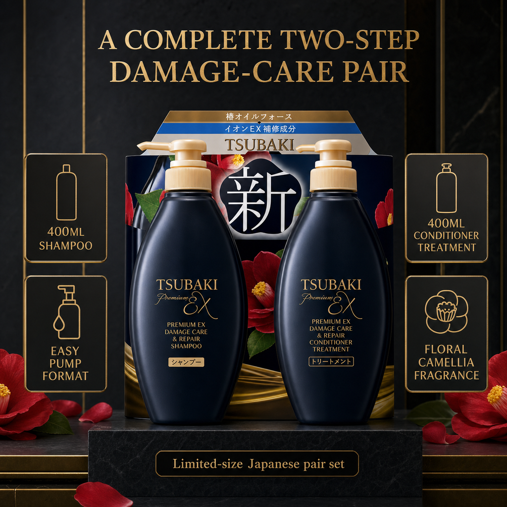TSUBAKI EX Repair Set 400ml – Strengthens, Softens & Restores Shine