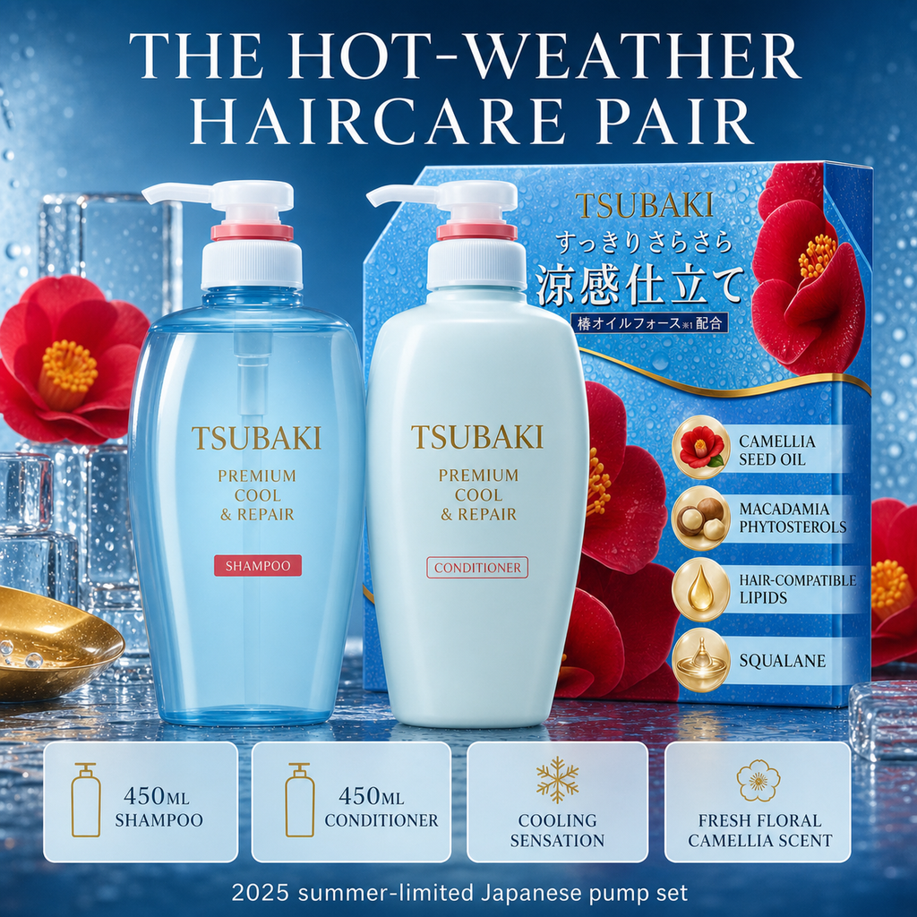TSUBAKI Premium Cool & Repair Shampoo & Conditioner Set 450ml × 2
