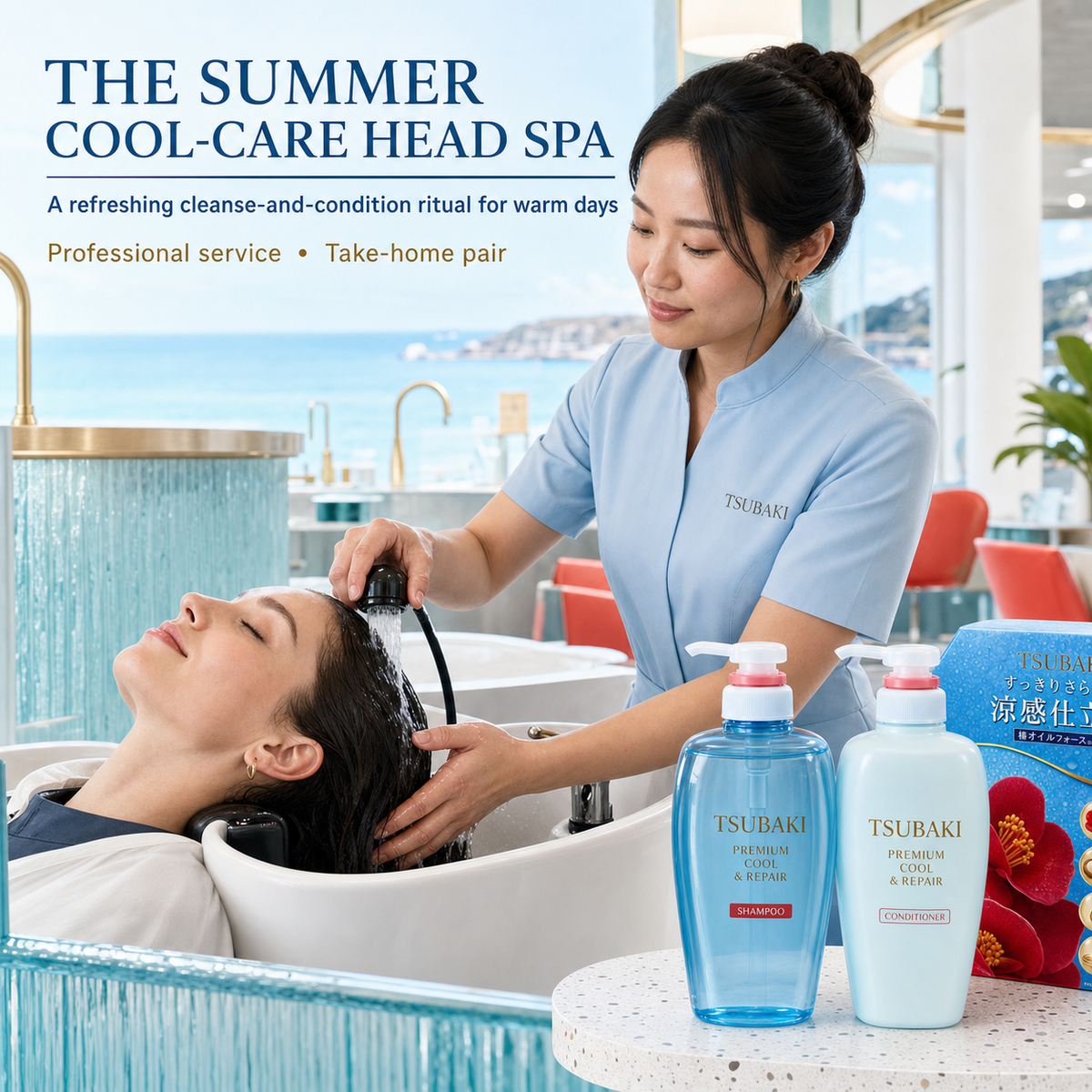 TSUBAKI Premium Cool & Repair Shampoo & Conditioner Set 450ml × 2