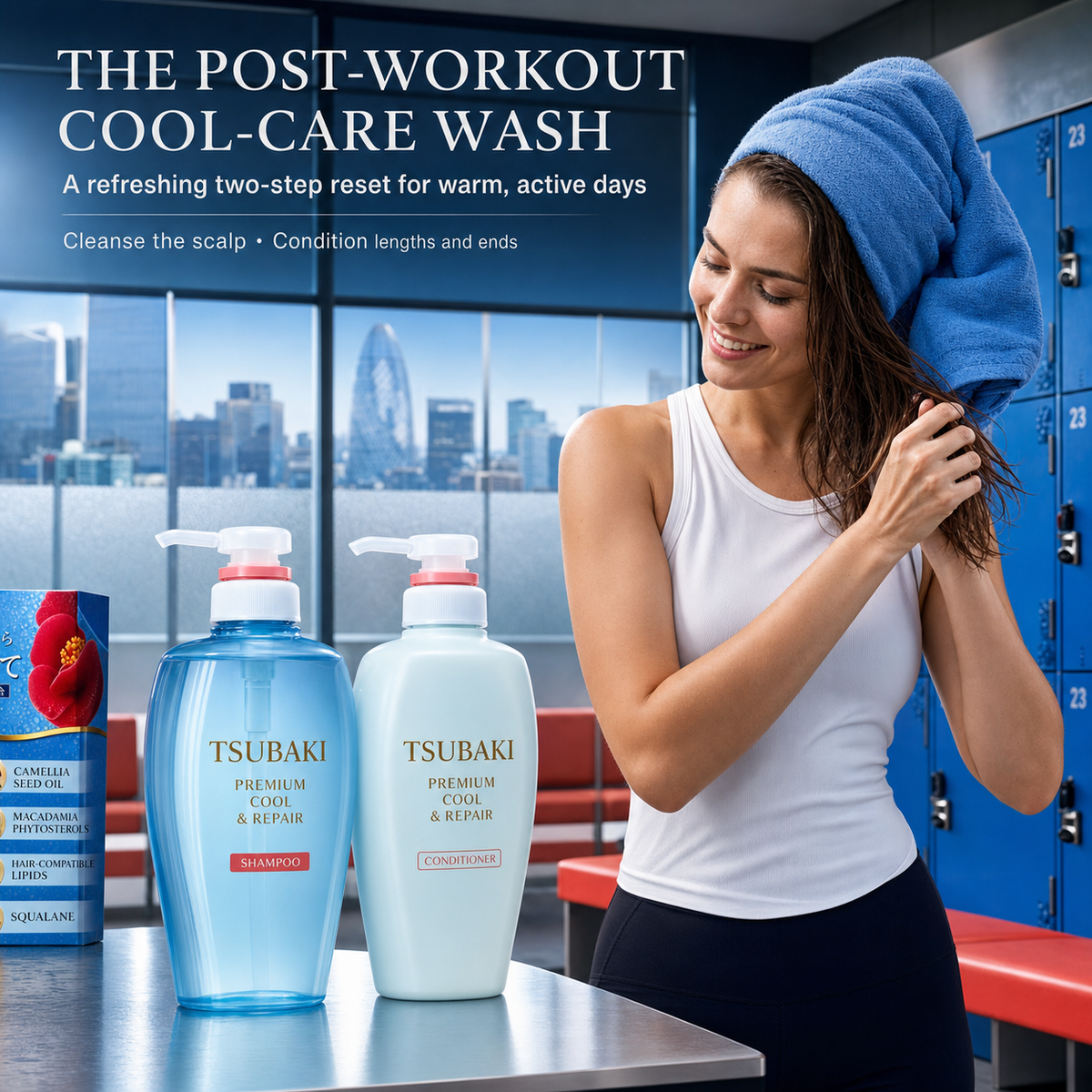 TSUBAKI Premium Cool & Repair Shampoo & Conditioner Set 450ml × 2