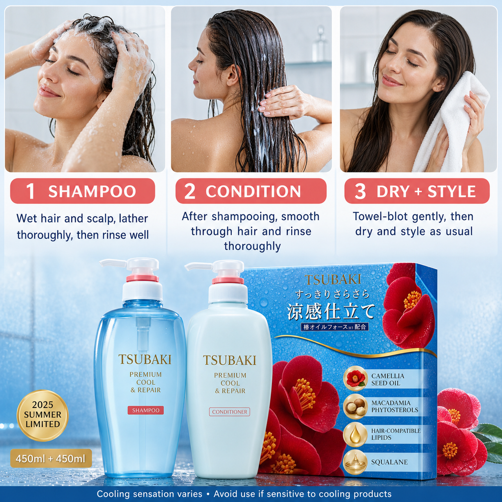 TSUBAKI Premium Cool & Repair Shampoo & Conditioner Set 450ml × 2