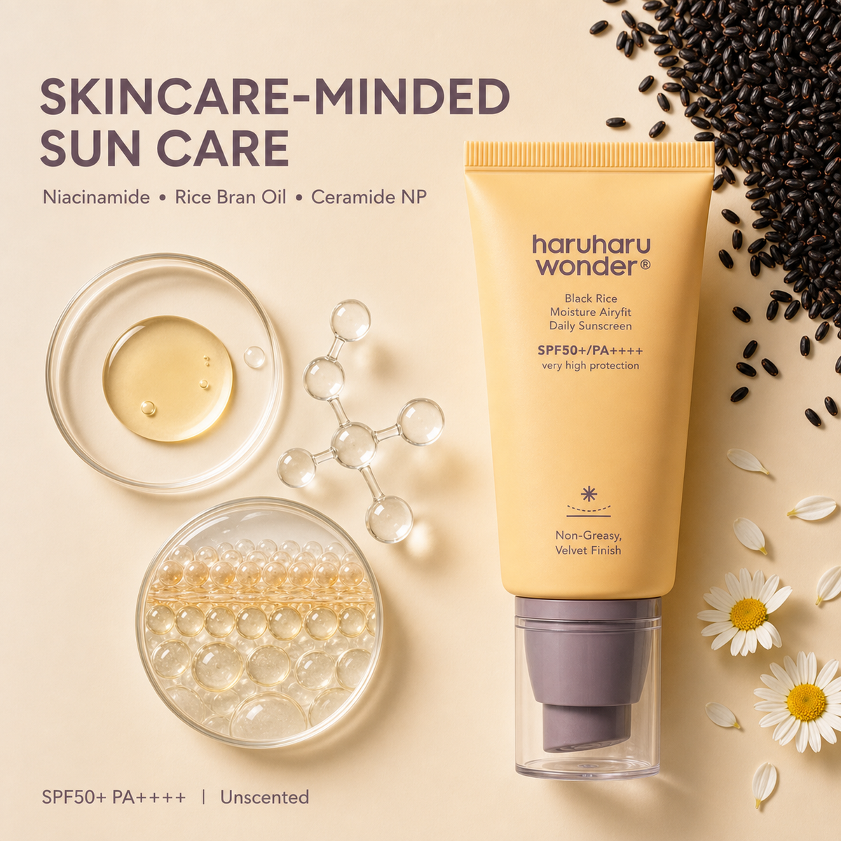 Haruharu Wonder Moisture Sunscreen SPF50+ PA++++ 50ml, daily face cream