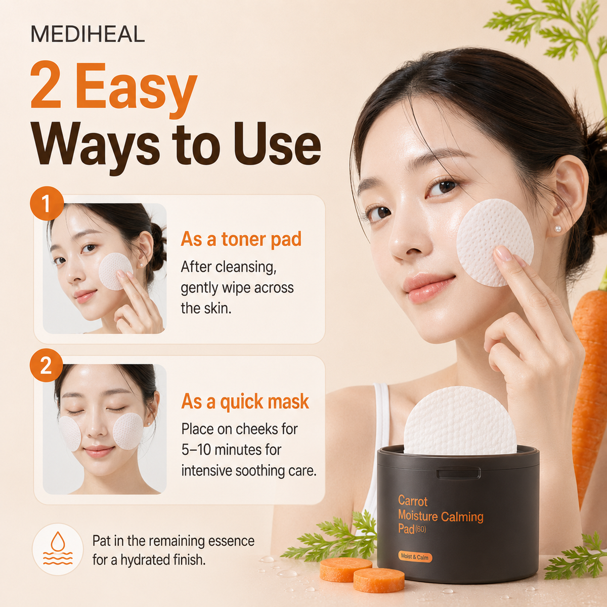 MEDIHEAL Carrot Moisture Calming Pad – 60 Pads detail image
