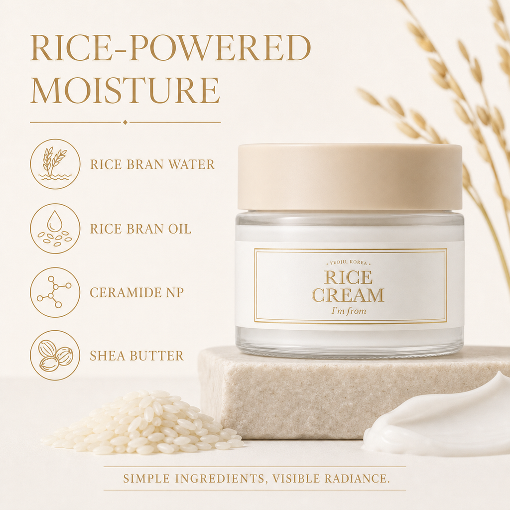 I'M From Rice Cream 50g – Deep Hydration for Dry Dehydrated Skin, Soothes Rednes