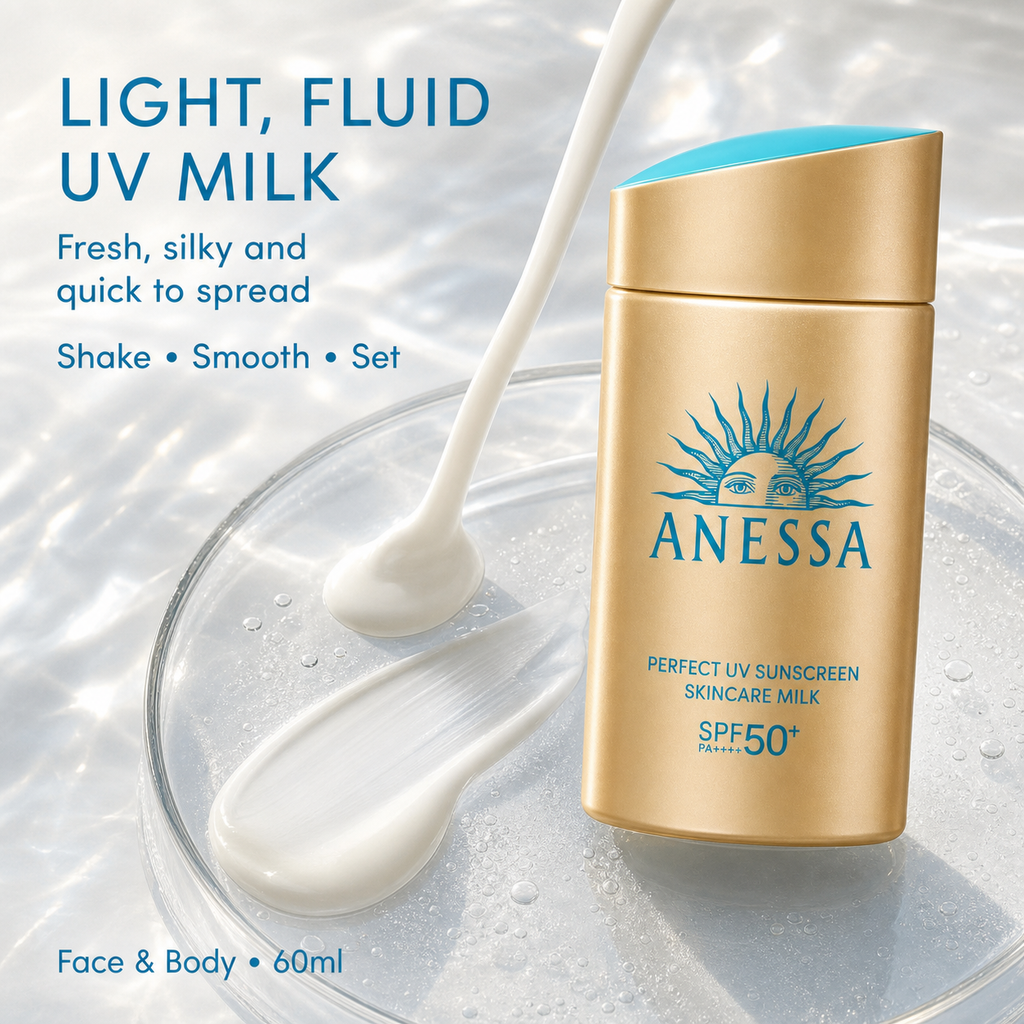 Anessa Perfect UV Sunscreen Mild Milk 60ml – SPF50+ PA++++, Sensitive Skin Safe