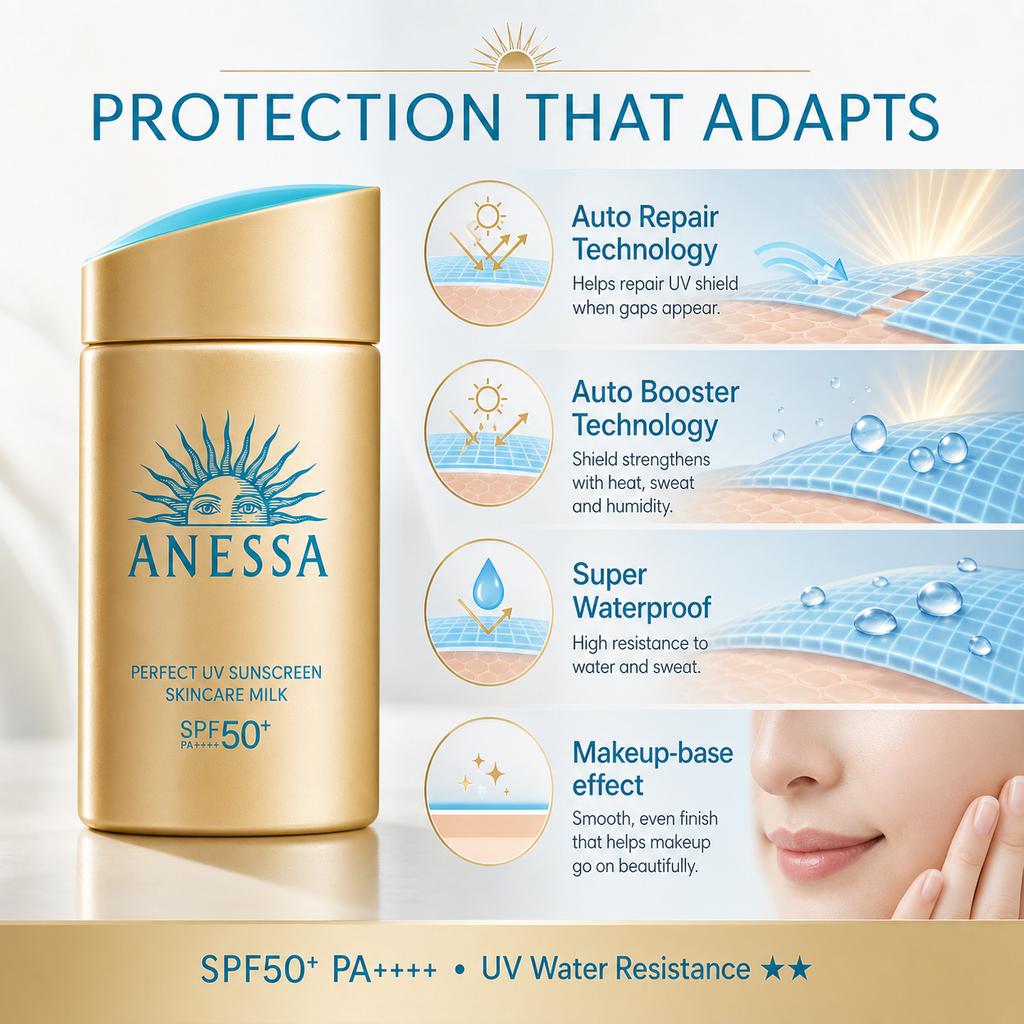 Anessa Perfect UV Sunscreen Mild Milk 60ml – SPF50+ PA++++, Sensitive Skin Safe
