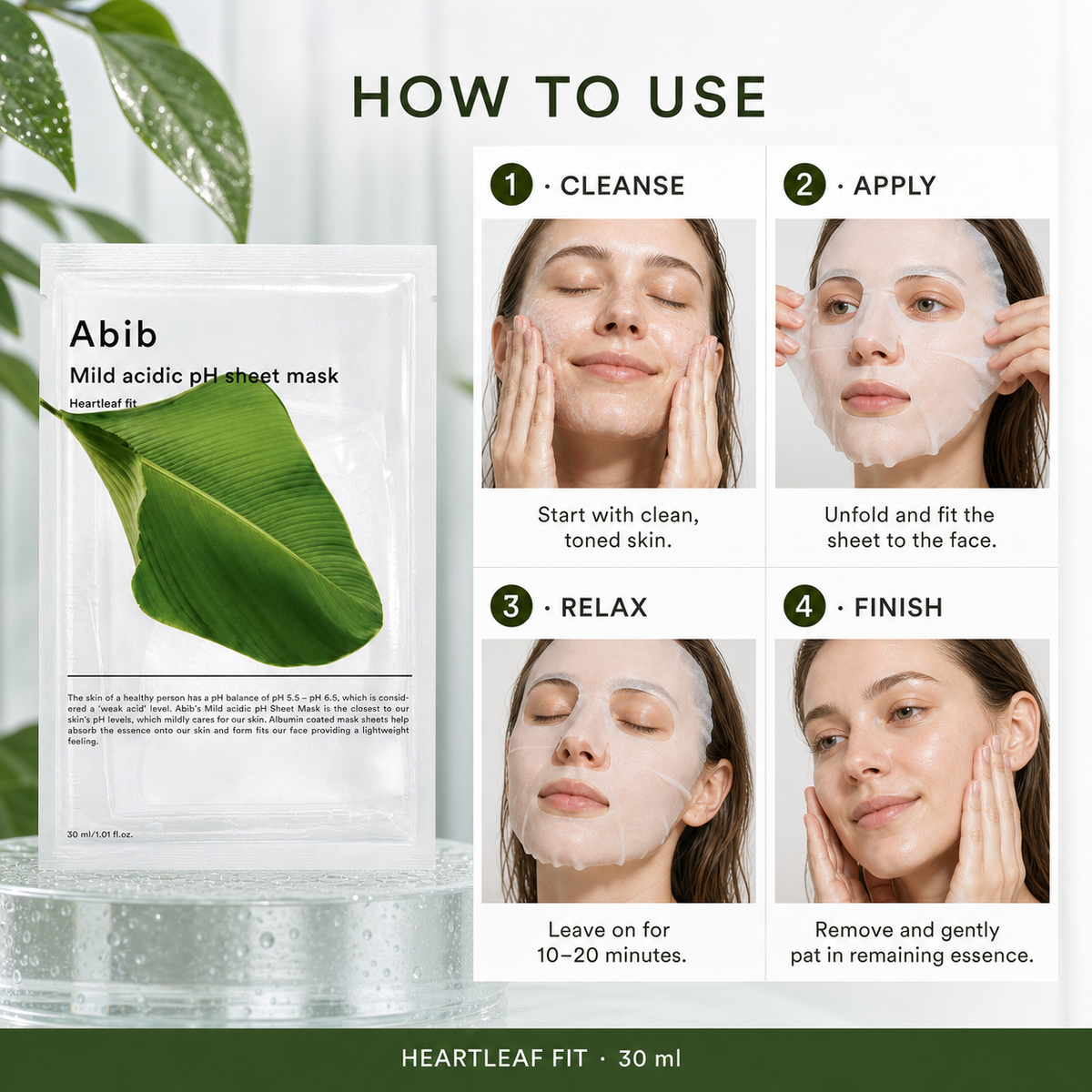 Abib Mild Acidic pH Sheet Mask Heartleaf Fit – 30mL