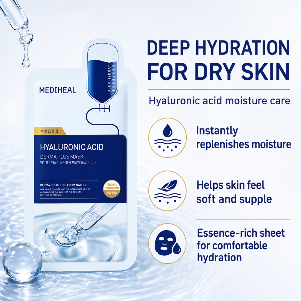 MEDIHEAL Hyaluronic Acid Sheet Mask 10 Sheets Deep Hydration detail image