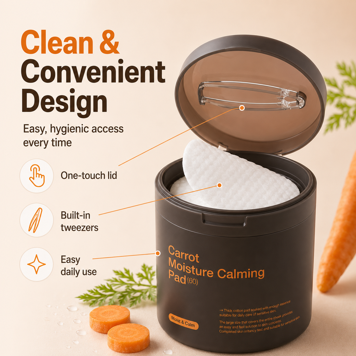 MEDIHEAL Carrot Moisture Calming Pad – 60 Pads detail image