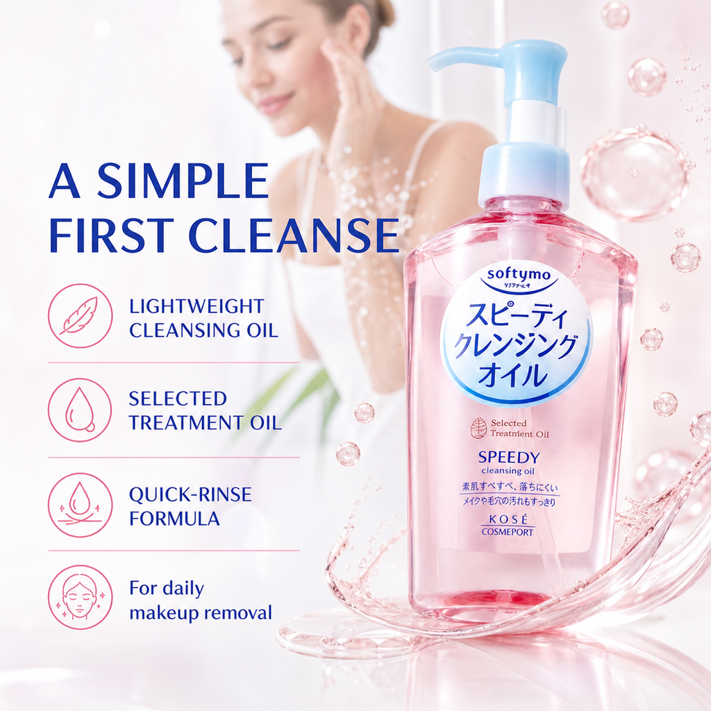 KOSE Softymo Speedy Cleansing Oil – 230ml x 2 (Pink) detail image
