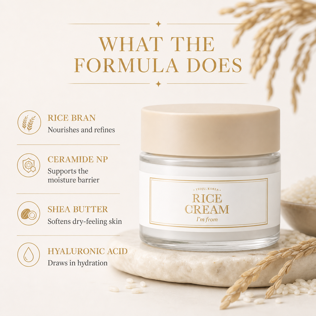 I'M From Rice Cream 50g – Deep Hydration for Dry Dehydrated Skin, Soothes Rednes