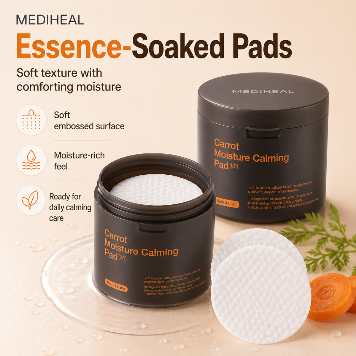 MEDIHEAL Carrot Moisture Calming Pad – 60 Pads detail image