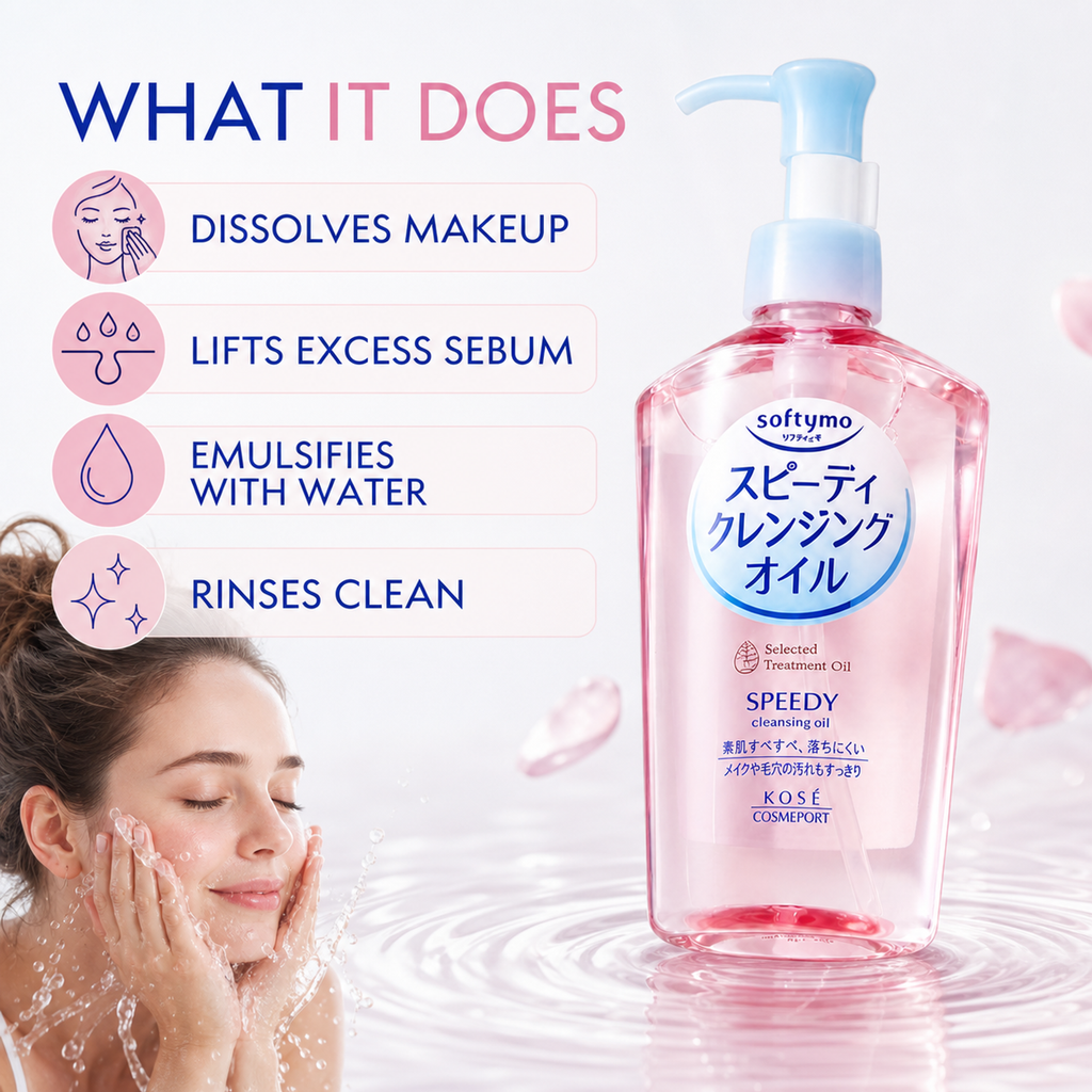 KOSE Softymo Speedy Cleansing Oil – 230ml x 2 (Pink) detail image
