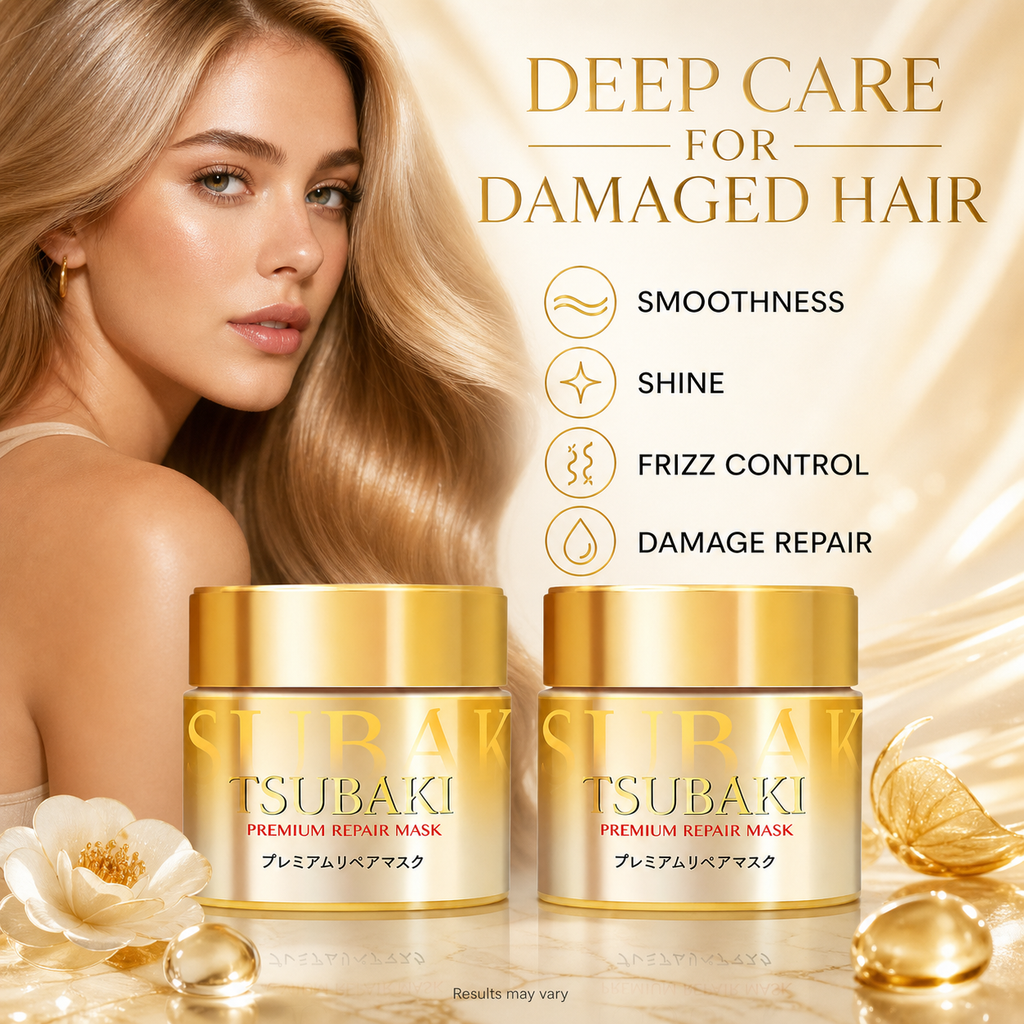 Tsubaki Premium EX Hair Mask 180g x2–0-Second Repair, Camellia Oil + Royal Jelly