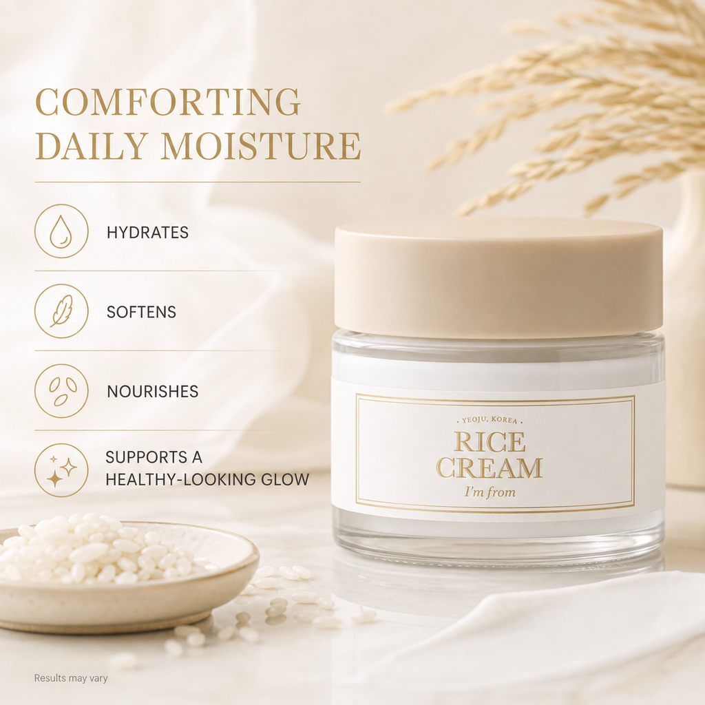 I'M From Rice Cream 50g – Deep Hydration for Dry Dehydrated Skin, Soothes Rednes
