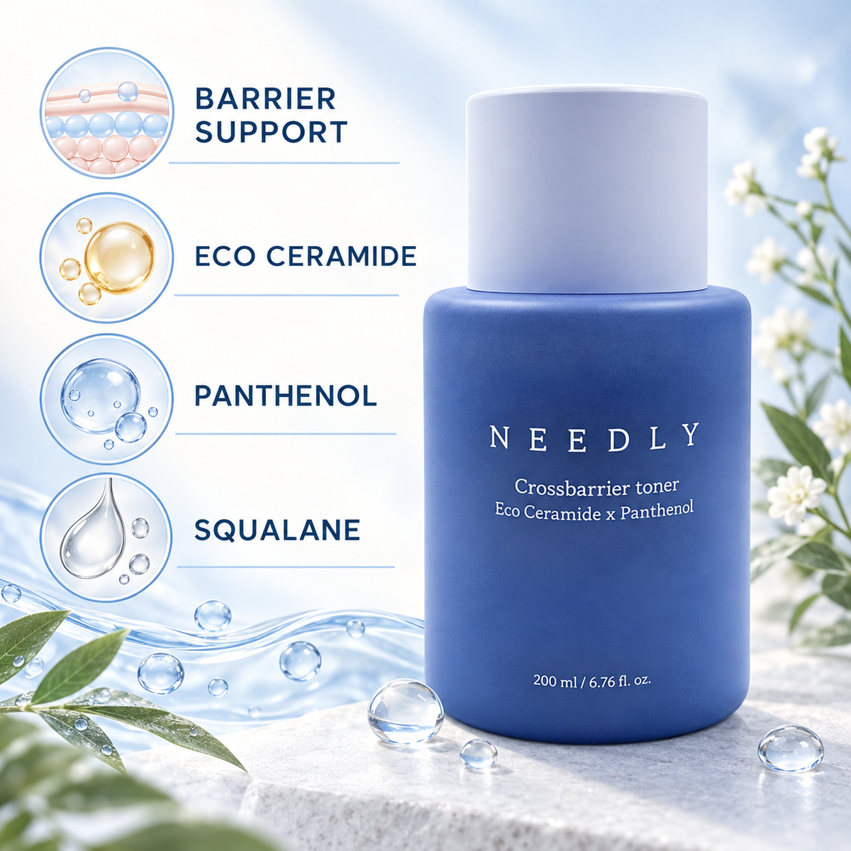 Needly Crossbarrier Toner 200ml, daily moisturizing repair balancing skin