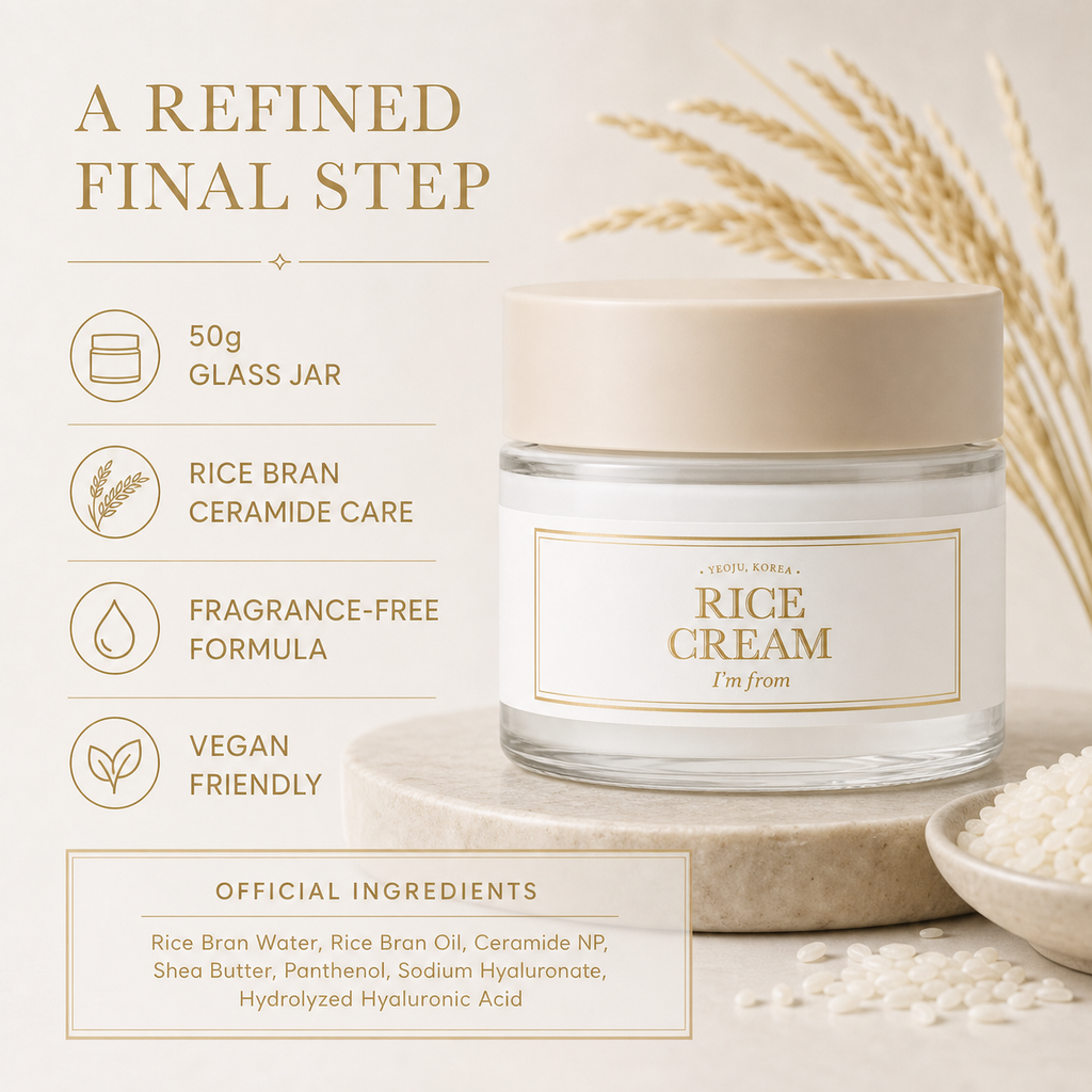 I'M From Rice Cream 50g – Deep Hydration for Dry Dehydrated Skin, Soothes Rednes