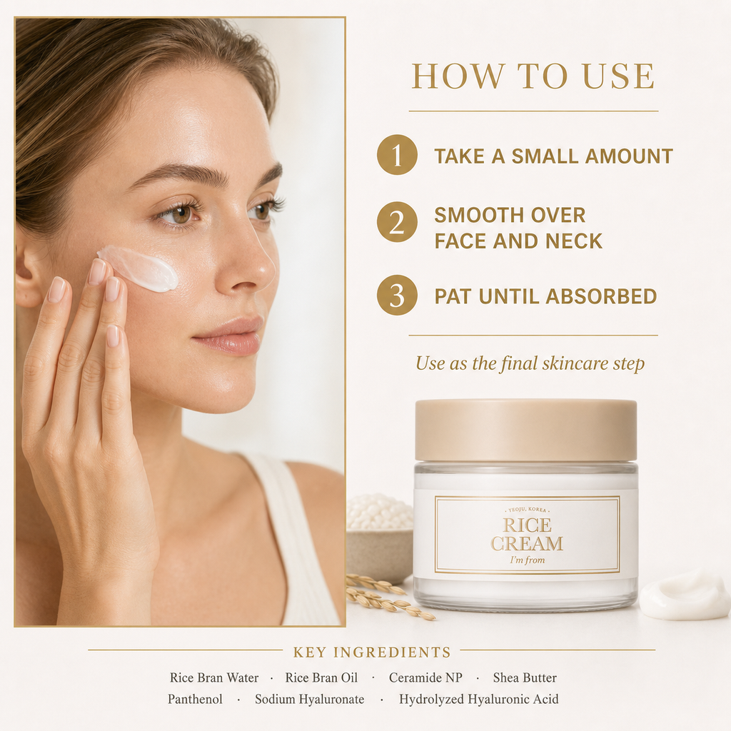 I'M From Rice Cream 50g – Deep Hydration for Dry Dehydrated Skin, Soothes Rednes
