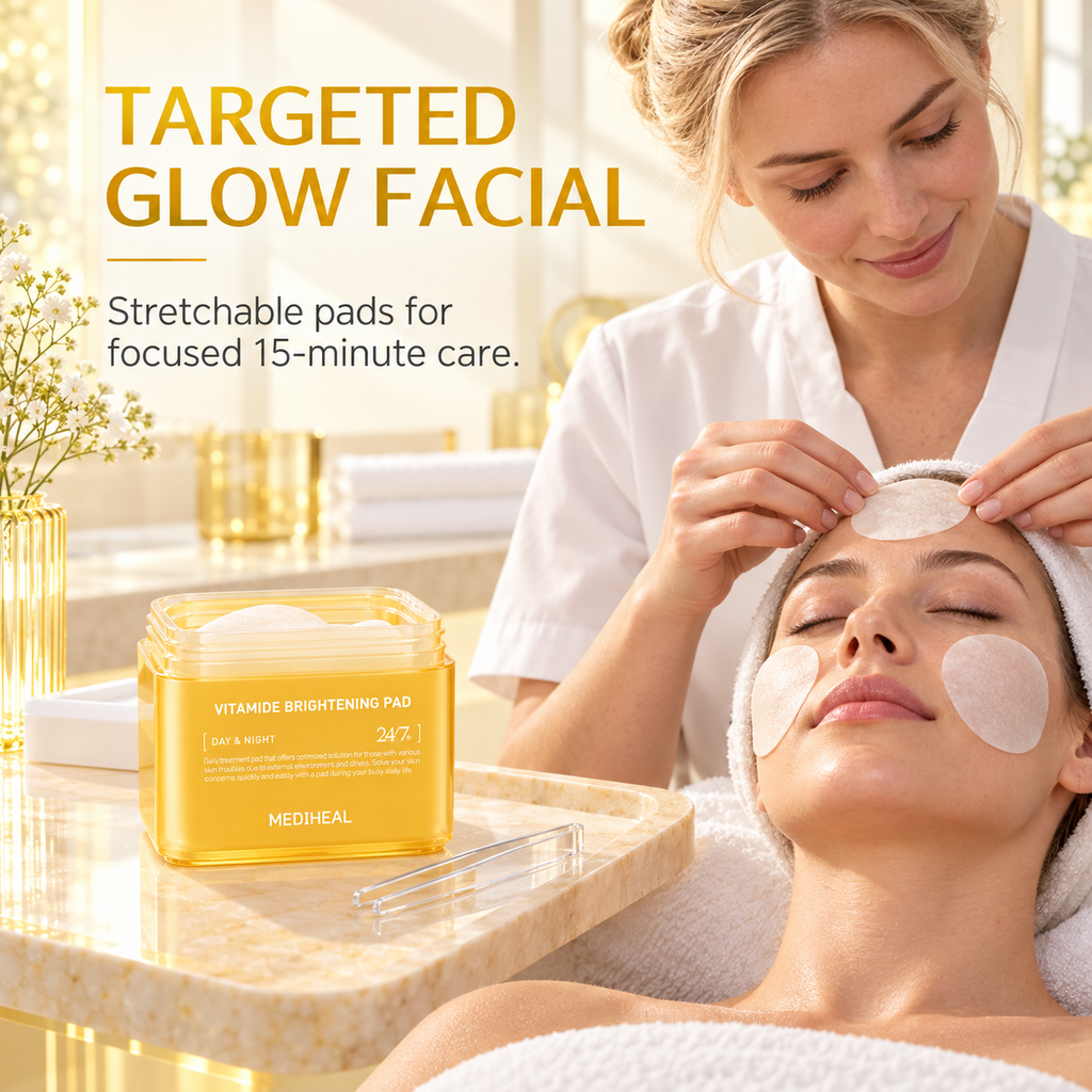Mediheal Vitamide Brightening Pads 100CT-Reduces Dullness & Sallow Tone