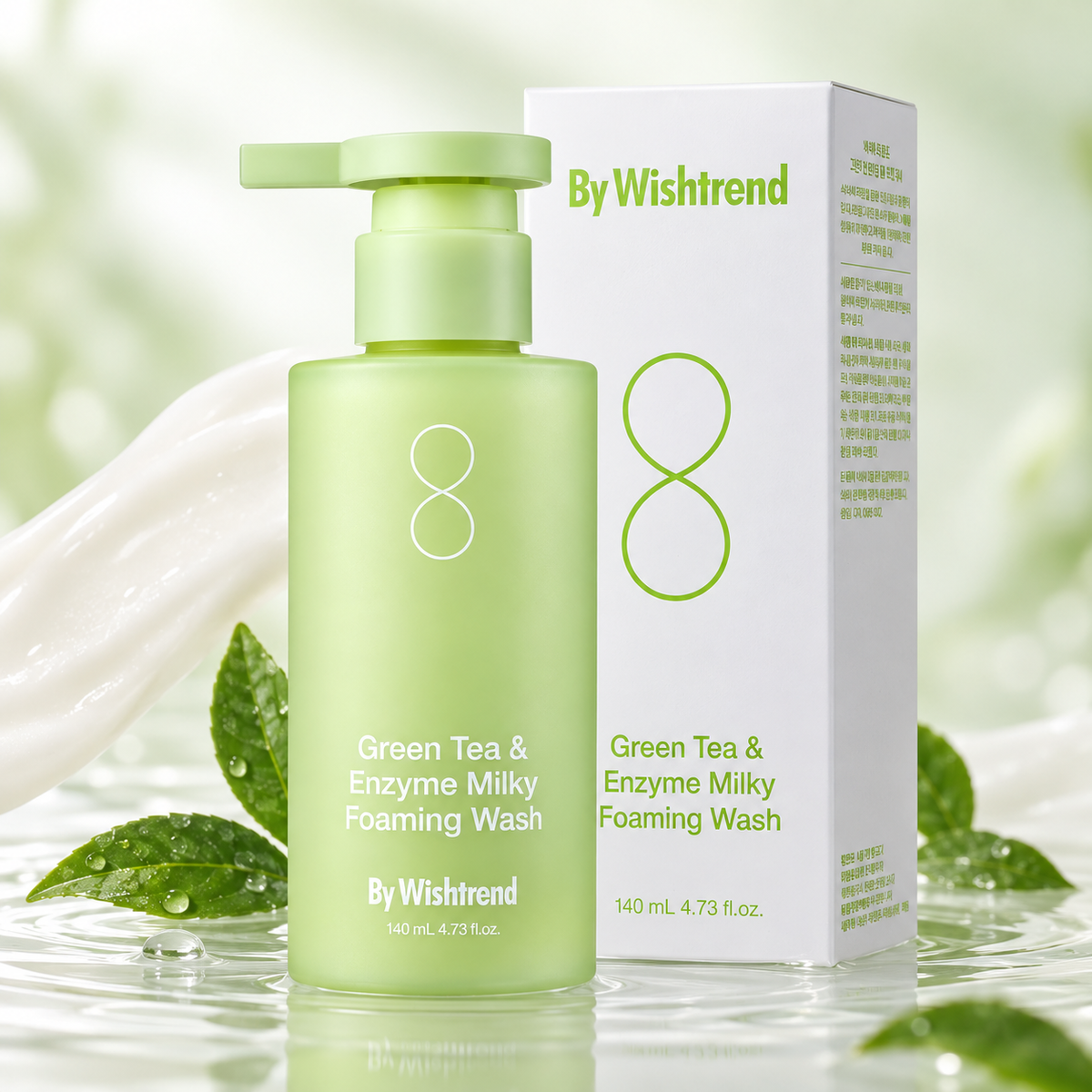 By Wishtrend Green Tea Enzyme Milky Wash 140ml, pore cleansing face wash