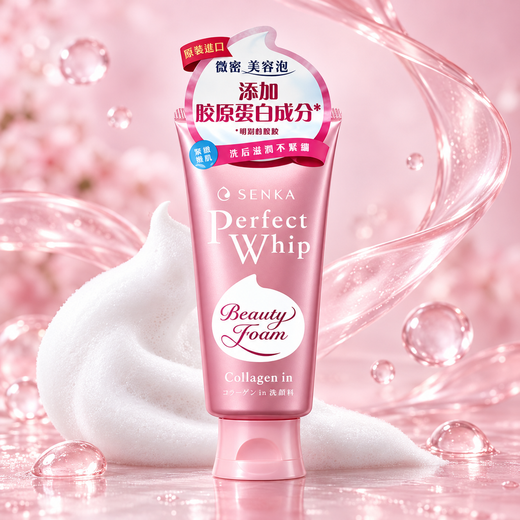 Senka Perfect Whip Collagen In Beauty Foam – 120g (Pink)