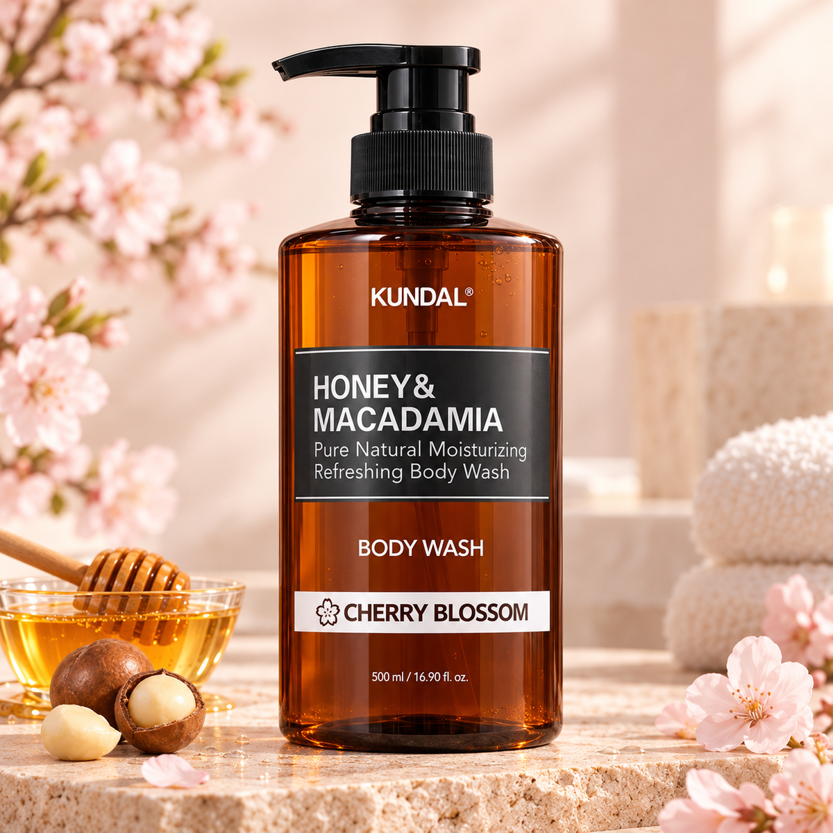 KUNDAL Honey & Macadamia Body Wash Cherry Blossom 500ml