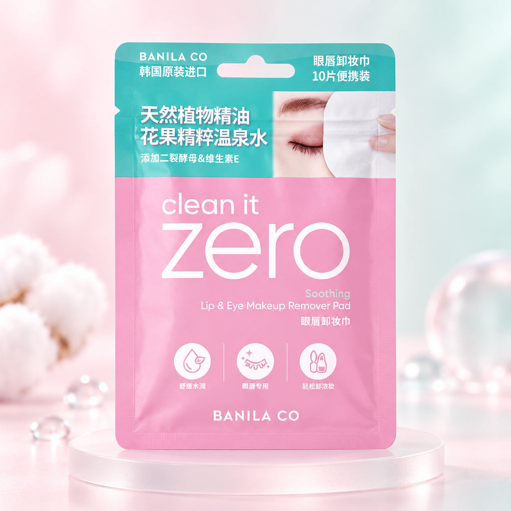 BANILA CO Soothing Lip & Eye Makeup Remover Pad 10CT Travel Size – Pre-Moistened