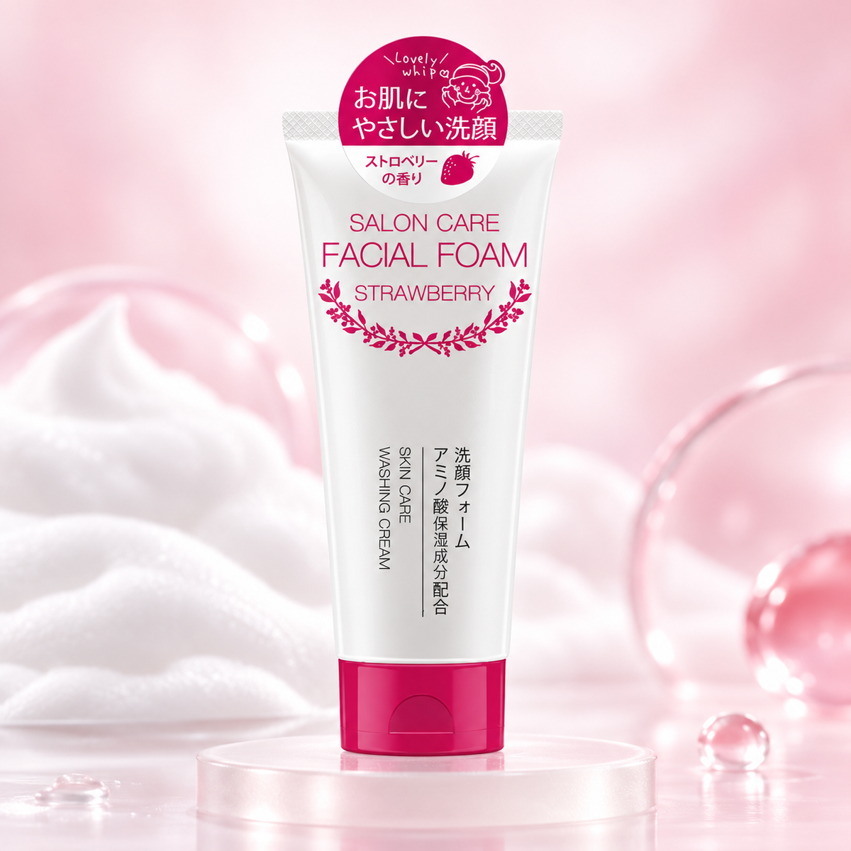 Kumano Yushi Horse Oil Strawberry Amino Acid Face Wash 130g
