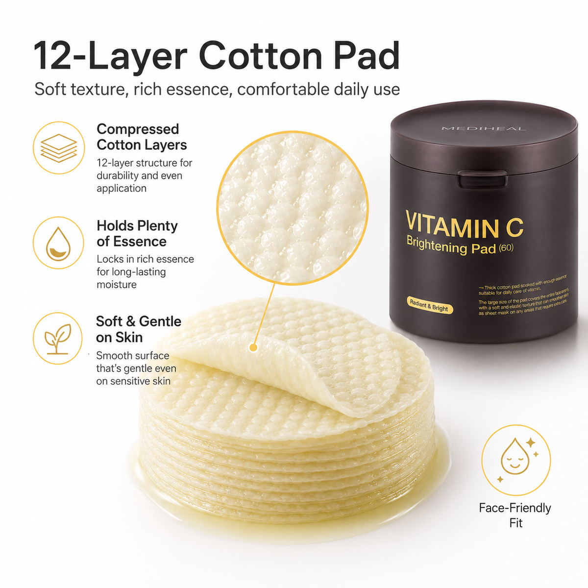 MEDIHEAL Vitamin C Brightening Pad – 60 Pads detail image