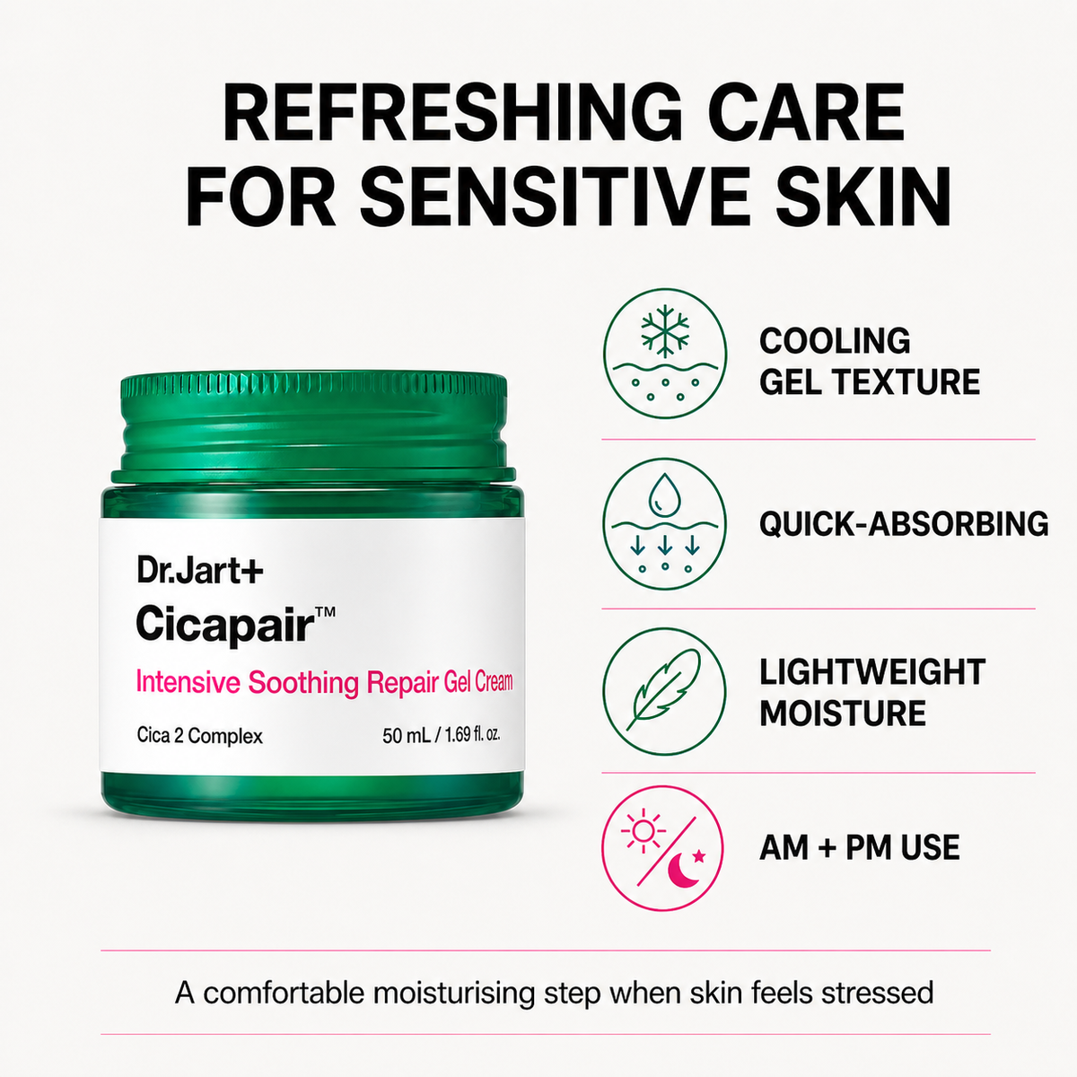 Dr. Jart+ Cicapair Gel Cream 50ml, green cap soothing repair moisturizer