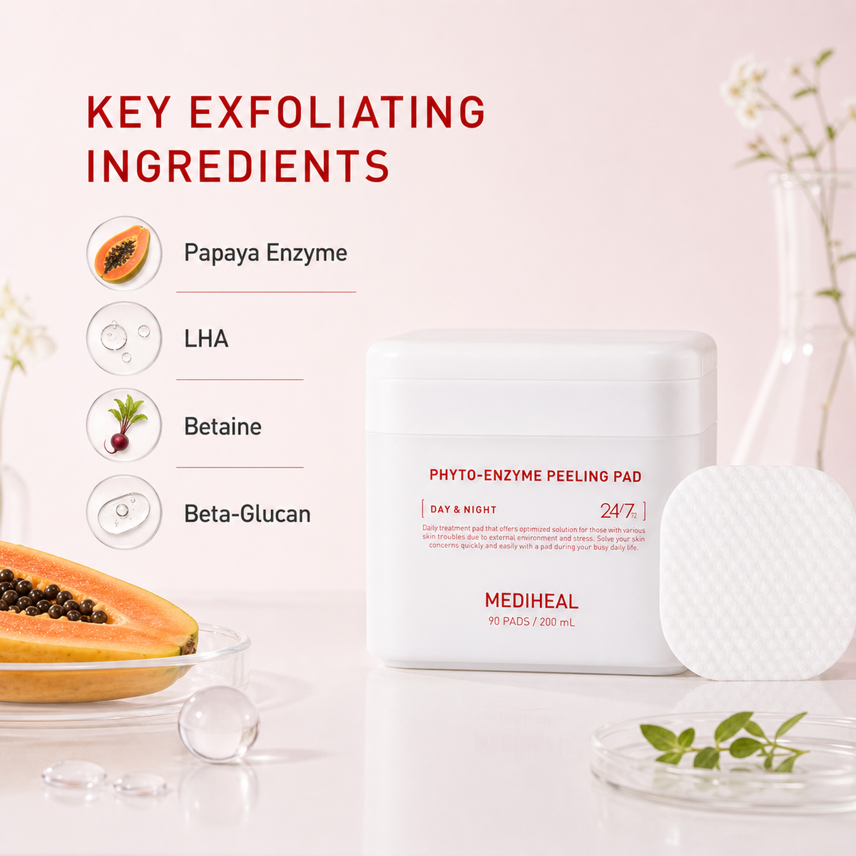 Mediheal Phyto Enzyme Clear Pad 90PC – 2-in-1 Exfoliating & Soothing Cotton Pad