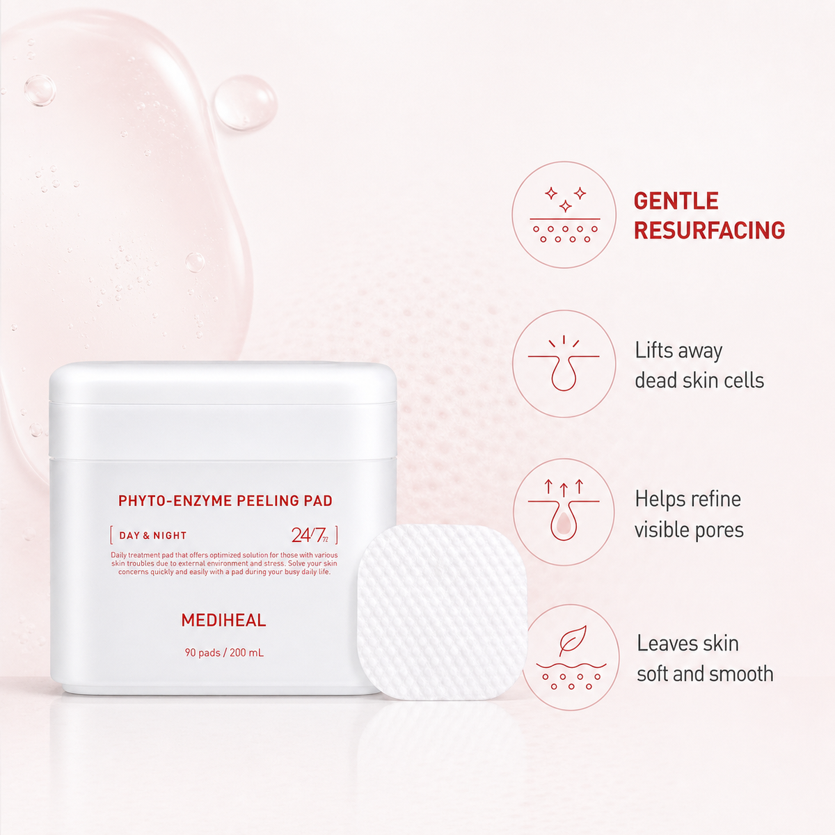 Mediheal Phyto Enzyme Clear Pad 90PC – 2-in-1 Exfoliating & Soothing Cotton Pad
