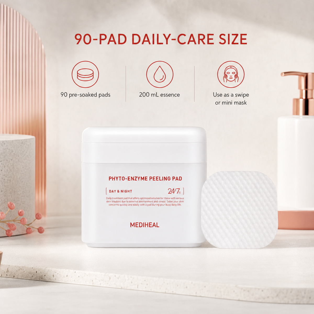 Mediheal Phyto Enzyme Clear Pad 90PC – 2-in-1 Exfoliating & Soothing Cotton Pad