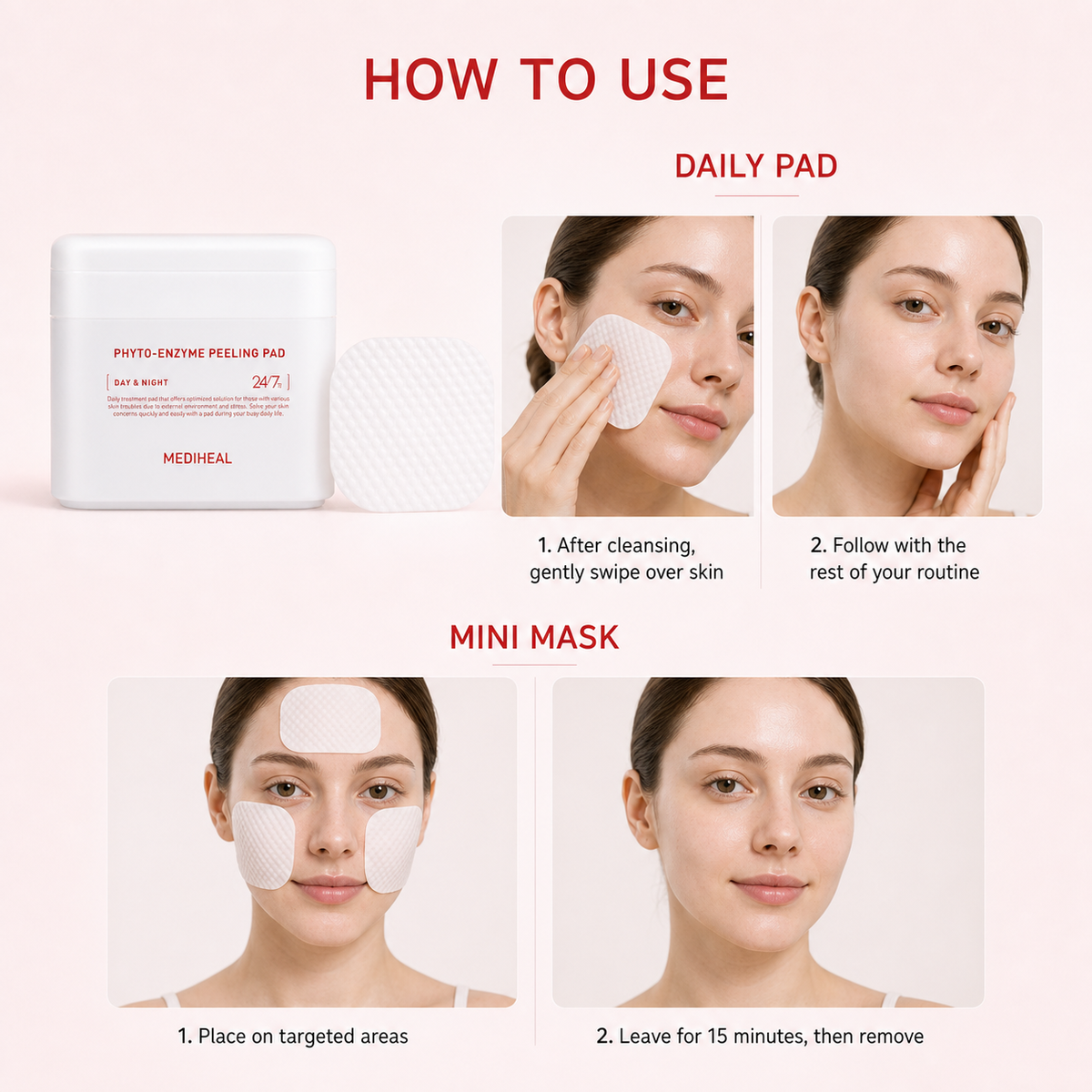 Mediheal Phyto Enzyme Clear Pad 90PC – 2-in-1 Exfoliating & Soothing Cotton Pad