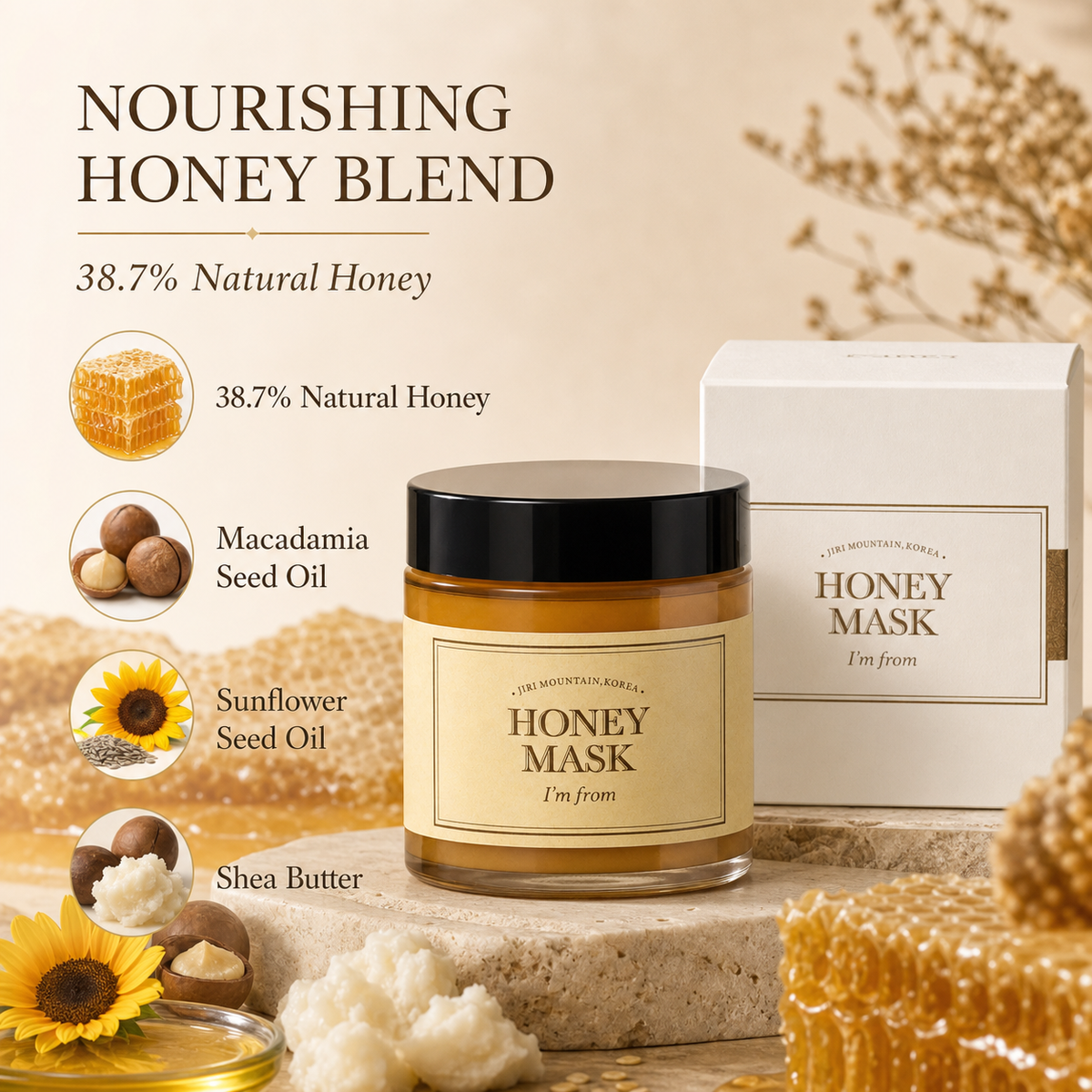 I'm From Honey Mask 120g, wash off moisturizing face mask for dry skin