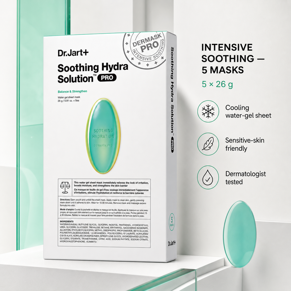 Dr.Jart Dermask PRO Soothing Mask 5 sheets, irritation relief moisture