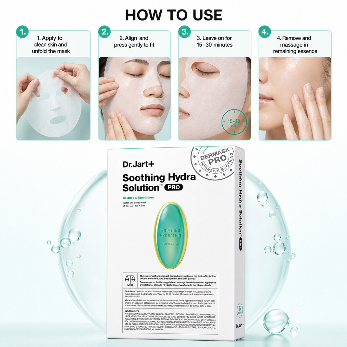 Dr.Jart Dermask PRO Soothing Mask 5 sheets, irritation relief moisture