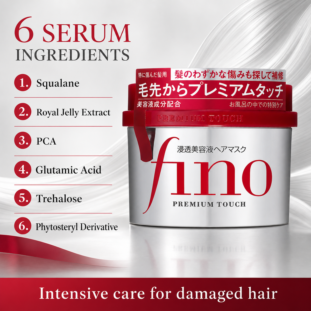 FINO Red Mask 230g – Japan Deep Nourish Treatment for Weak Hair, Soft & Detangle