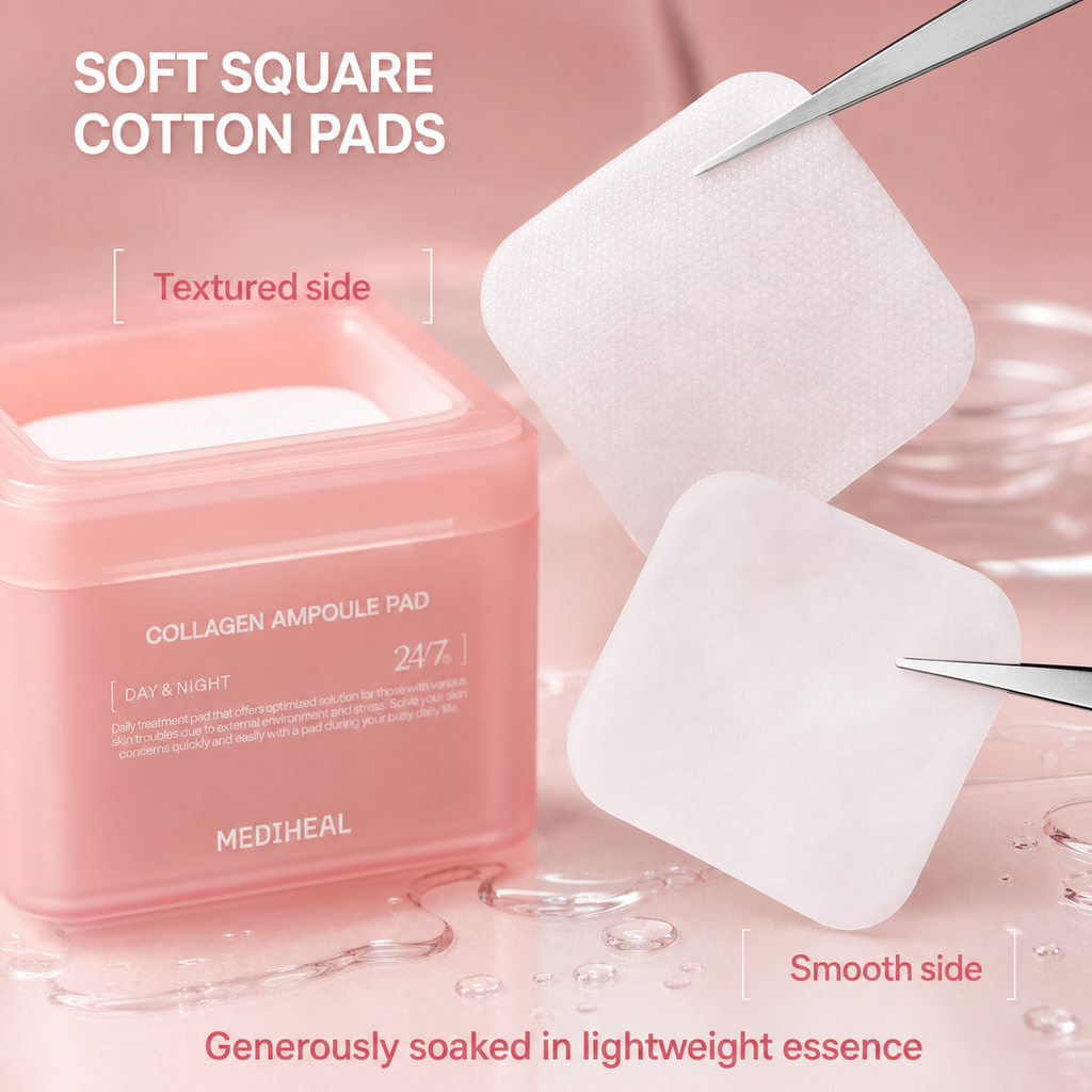 Mediheal Collagen Boost Pad 100pcs, pink firming essence toner sheets